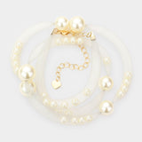 Pearl Accented Mesh Wrap Bracelet