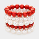 5PCS - Pearl Multi Layered Stretch Bracelets