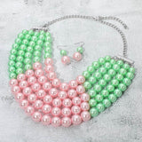 Women's Pearl Beaded Multi Strand Statement Necklace