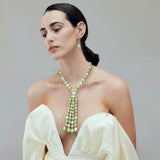 Pearl Cluster Tassel Statement Necklace