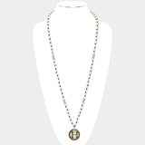 -H- Initial Monogram Pearl Beaded Watch Printed Long Necklace