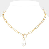 Pearl Pendant Toggle Necklace