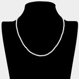 White Gold Dipped Brass Metal 3mm Pearl Necklace