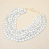 Layered Pearl Disc Statement Necklace