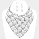Pearl Chain Link Statement Bib Necklace