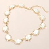 Oval Pearl Frame Link Statement Necklace