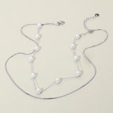 SECRET BOX_Stainless Steel Pearl Sleek Box Chain Layered Necklace