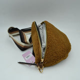 Textured Teddy Fleece Belt Bag with Adjustable Wide Strap