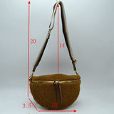 Textured Teddy Fleece Belt Bag with Adjustable Wide Strap