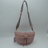 Textured Teddy Fleece Belt Bag with Adjustable Wide Strap