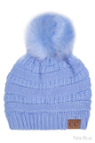 C.C Solid Color Knit Beanie With Pom