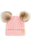 C.C kids double pom pom all over cable pattern beanie hat