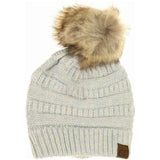 Mixed Soft Yarn Natural Pom C.C Beanie