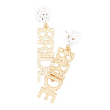 Bride Glittered Message Dangle Earrings