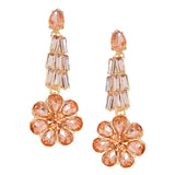 Crystal Rhinestone Flower Evening Earrings