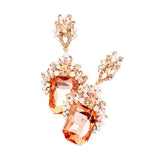 Emerald Cut Stone Accented Evening Earrings
