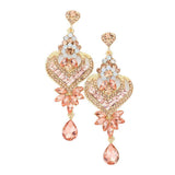 Glass Crystal Heart Teardrop Evening Earrings