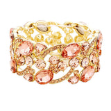 Glass Crystal Oval Butterfly Stretch Evening Bracelets