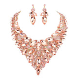 Marquise Stone Cluster Statement Evening Necklace