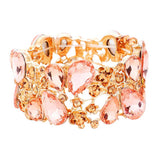 Glass Crystal Teardrop Floral Stretch Evening Bracelet