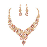Round Teardrop Stone Accented Evening Necklace