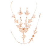 Stone Accented Metal Mesh Petal Jewelry Set