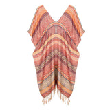Stripe Tassel Kaftan Poncho