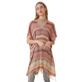 Stripe Tassel Kaftan Poncho