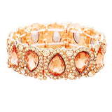 Teardrop Rhinestone Trim Stretch Evening Bracelet
