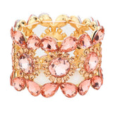Teardrop Round Stone Stretch Evening Bracelet