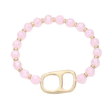 Abstract Metal Accented Faceted Beaded Stretch Bracelet