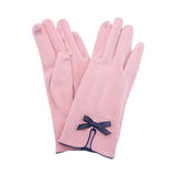 Bow Pointed Faux Suede Smart Touch Gloves