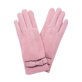 Bow Pointed Faux Suede Smart Touch Gloves