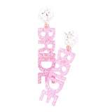 Bride Glittered Message Dangle Earrings