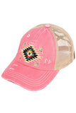 C.C Aztec Patch Distressed Pony Cap