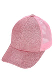 C.C Women's Glitter Mesh Back Criss-Cross Ponytail Cap