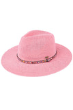 C.C Women's Multi Thread Rhinestone Trim Band Panama Hat