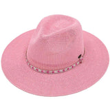 C.C Rhinestone Bugle Bead Trim Panama Hat