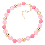 Chunky Glass Metal Ball Beaded Necklace