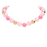 Chunky Glass Metal Ball Beaded Necklace