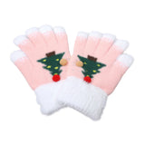 Cozy Fuzzy Pom Pom Christmas Tree Accent Winter Gloves