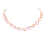 Women's Cushion Square Stone Link Evening Necklace