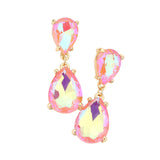 Women's Double Teardrop Link Dangle Evening Earrings