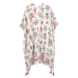 Elegant Flower Printed Cover Up Kimono Poncho