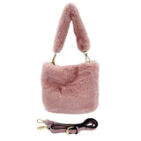 Fashionable Solid Faux Fur Tote Crossbody Bag