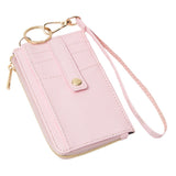 Faux Leather Basket Weave Flat Card Holder Wallet with Wristlet