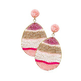 Felt Back Beaded Easter Egg Dangle Earrings