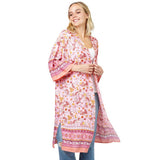 Floral Patterned Cover Up Kimono Poncho