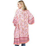 Floral Patterned Cover Up Kimono Poncho