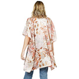 Floral Patterned Satin Cover Up Kimono Poncho